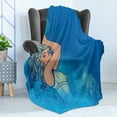 thumbnail image 4 of Zodiac Aquarius Soft Flannel Fleece Throw Blanket, Woman Lady Features Stars Beauty Fortune Pattern Design, Cozy Plush for Indoor and Outdoor Use, 50" x 60", Cobalt Blue Turquoise, by Ambesonne, 4 of 5