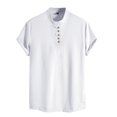 thumbnail image 1 of BOBOGOJP Chemises en Lin pour Hommes à Manches Courtes, Blanc TG, 1 of 5