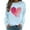 Light Blue, variant on Enjoytime Valentines Day Womens Sweatshirt Heart Printed Crewneck Long Sleeve Shirts Cute Loose Casual Pullover Tops Black XXL