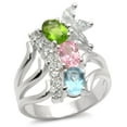 thumbnail image 1 of High-Polished 925 Sterling Silver Ring with AAA Grade CZ in Multi Color for Women Multi Color Stone Color Style 40608 Size 5, 1 of 1