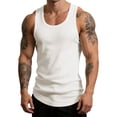thumbnail image 6 of Men's Summer Ribbed Tank Top Scoop Neck Workout Gym Muscle Tank T-Shirt Sleeveless Undershirt Big and Tall Size L-4XL White, 6 of 8