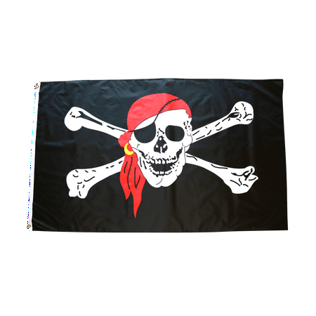 Pirate Jolly Roger Flag - 3x5 Foot Pirate Flag Double Stitched Jolly Roger Flag with Brass Grommets | 3 by 5 Foot Premium Indoor Outdoor Polyester Banner Flag