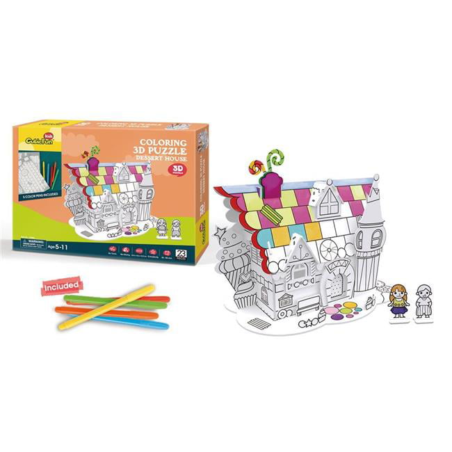 COLOURING 3D PUZZLE NEW SEALED AGE 5-11 RARE INCL PENS - DESSERT HOUSE 