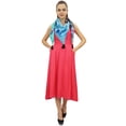 thumbnail image 5 of Bimba Women's Designer Rayon Dress With Pockets Solid Peach Maxi With Scarf - 30, 5 of 5