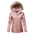 thumbnail image 1 of FashionOutfit Women's Casual Long Sleeve Quilted Padding Jacket with Detachable Faux Fur Hoodie, 1 of 1