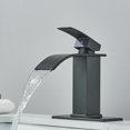 thumbnail image 5 of Matte Black Bathroom Basin Sink Faucet Waterfall 3 Holes Mixer Tap with Cover, 5 of 9