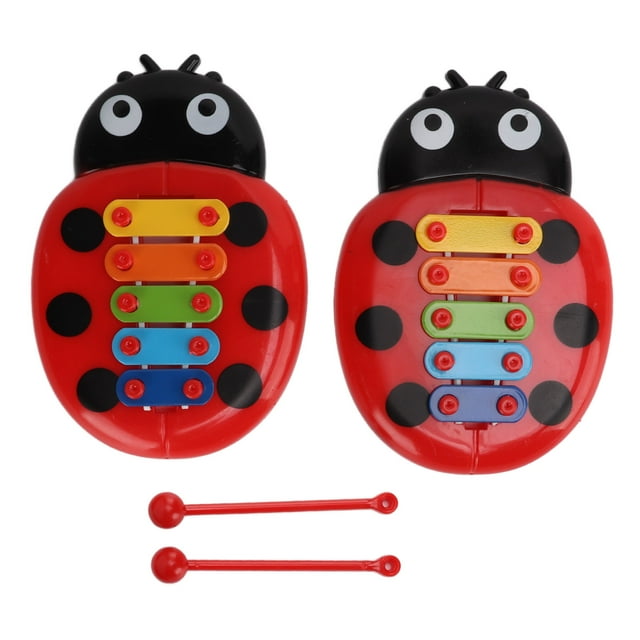 Xilófono infantil de 2 piezas, colorido, con forma de mariquita de siete estrellas, seguro para niños pequeños.