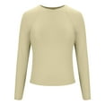 thumbnail image 5 of ATOYSOY Women's Casual Shirts Slim Cropped Tops Solid Color Pullover Workout Crew Neck Sweatshirts Outwear Long Sleeve Tees Fall Winter Retro Fashion Yellow S, 5 of 8