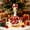 D, variant on Porch Goose Christmas Dress Set, Cloth Red Outfit with Reindeer Antlers, Soft Fabric Easy On-off Design, for 23in Yard Statue Front Door Holiday Decor