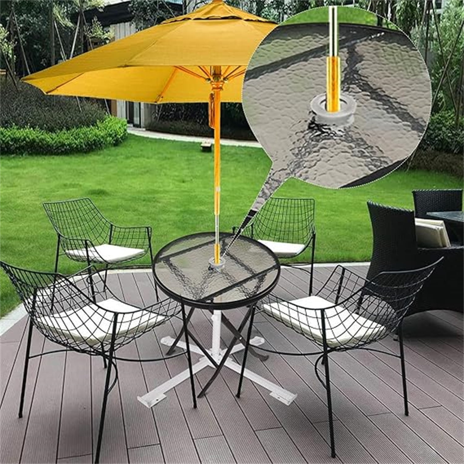 Outdoor Table Umbrella Hole Ring Plug Cap Set,Bexikou 2 Sets Parasol Umbrella Hole Ring Plug,Insert Ring for Outdoors Patio Umbrella Table Garden Deck Yard, Fits 2" Table Holes