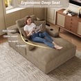 thumbnail image 2 of Rophefx 76" Oversized Chair Chaise Lounge Indoor, Corduroy Cloud Sofa Bed with Cup holder,Sleeper Reading Chair Boneless Couch for Living Room, Bedroom,Light Brown, 2 of 8