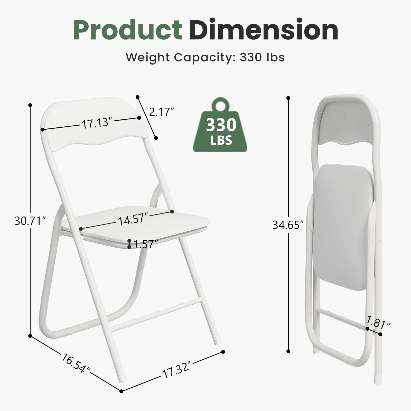 Gelloan 6 Pack Folding Chairs, Indoor Outdoor Portable Stackable Commercial Leather Padded Seat，Wedding Chairs with Metal Frame Home Office Party Use,White
