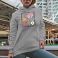 thumbnail image 2 of It's a Good Day to Have a Good Day with Retro Smiling Faces Art Merch Gift, Heather Grey Hooded Sweatshirt or Hoodie, Small, 2 of 5