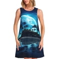 thumbnail image 1 of Disketp Hawaiian Beach Pirate Moon para Vestido sin Mangas para Mujeres, Vestidos de Verano para Mujeres, Casual y Holgado para la Playa, 1 of 7