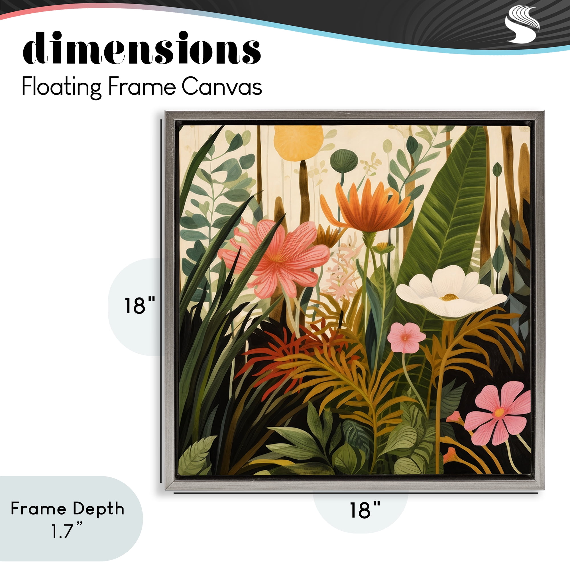 Stupell Industries Botanical Embrace in the Jungle Gray Framed Floater Canvas Wall Art, design by Lazar Studio