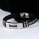 thumbnail image 5 of Pulsera para Hombre Silicona Negra, Acero Inoxidable 22 CM Metal Punk Pulsera Personalizada Joyería para niño Accesorio de Disfraz Regalo para el día de San Valentín Cumpleaños Navidad, 5 of 5