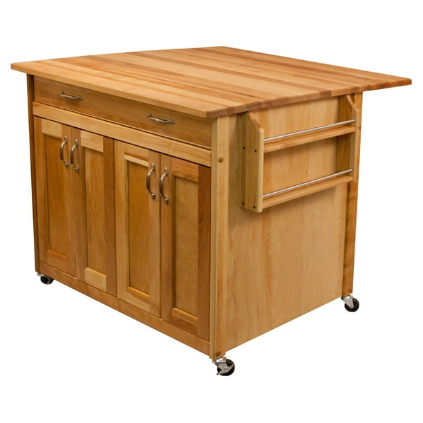 Catskill Craftsmen Deep Kitchen Island with Flat Panel Doors and Drop