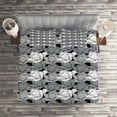 thumbnail image 3 of Ambesonne Black and Grey Quilted Coverlet 3 Pcs, Lotus, King Size, Black Grey White, 3 of 4
