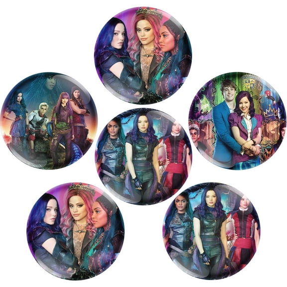 Buttons Pin Descendantsal Party Favors Toys Gifts Badges Supplies DIY Crafts Birthday for Kids 6pcs