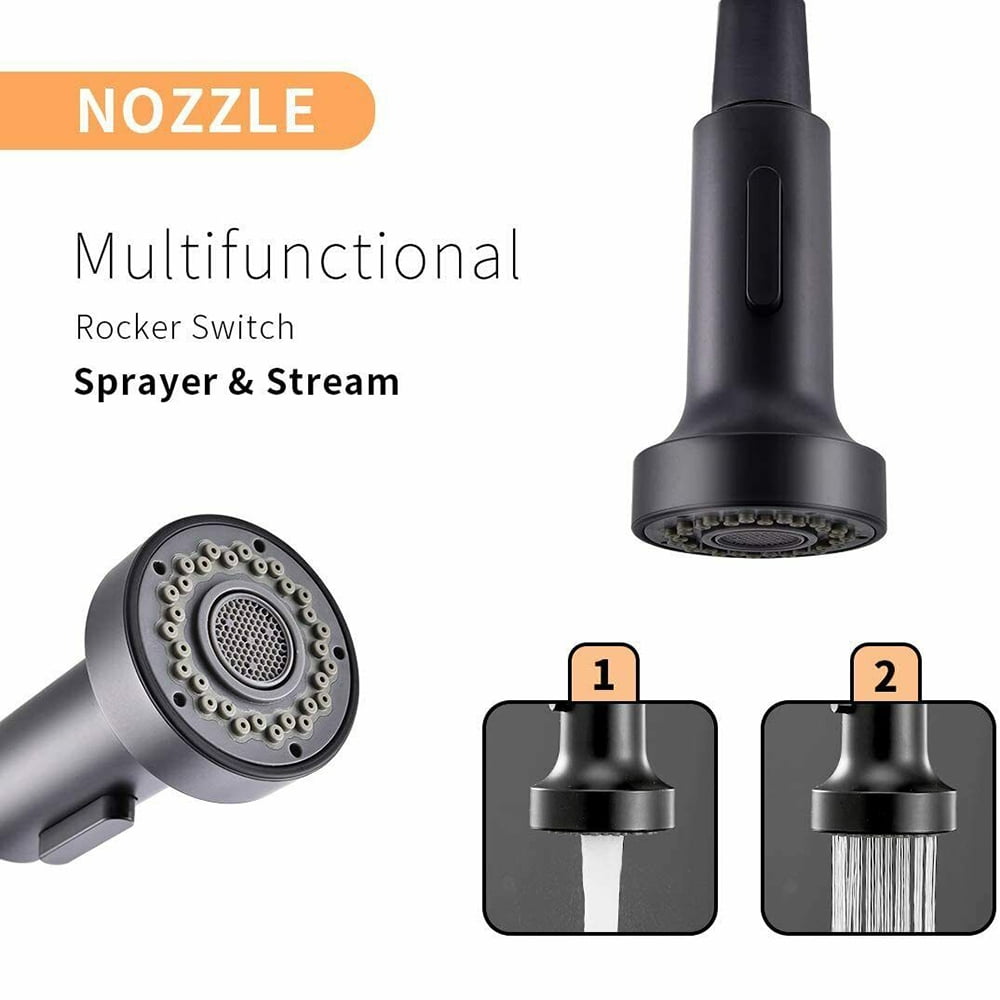 Senlesen Matte Black Kitchen Sink Faucet Single Handle Pull Down Sprayer Mixer Tap