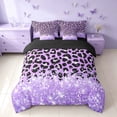 thumbnail image 3 of Homewish Purple Cheetah Print Twin Bedding for Girls, Princess Glitters Printed Bedding Comforter Set, Black Reversible, 7 Pieces, 3 of 7