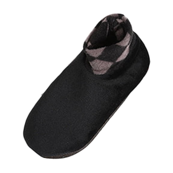 AUQ Slipper Socks,Ultra-Soft Fleece Lining Socks for Women,Anti-Slip Safety Design Thickened Warmth Socks for Men,Black