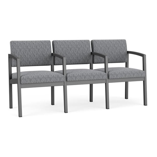 Lenox Fauteuil de Réception en Acier pour Salle d'Attente 3 Places / Acier Charbon / Gris