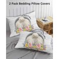 thumbnail image 2 of Easter Bunny King Pillow Cases Set of 2 - Microfiber Bed Throw Pillow Covers, 3D Optical Illusion Farmhouse Flower Wood Grain Decorative Lumbar Pillow Cover with Envelope Closure for Sofa 20"x36", 2 of 6