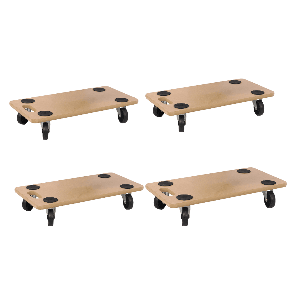 Tcbosik 4 Pack Furniture Moving Dolly, Heavy Duty Wood Platform Cart with 4 Wheels, Furniture Mover Carrier, Natural