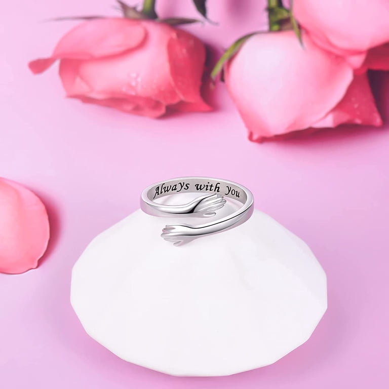 Ozmatip Hug Ring, Adjustable Sterling Silver Jewelry for Women
