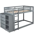 thumbnail image 4 of Twin Over Twin Bunk Bed, Solid Hardwood Twin Over Twin Bed with Attached Cabinet and Shelves Storage, Wooden Bunk Beds for Bedroom, 4 of 7