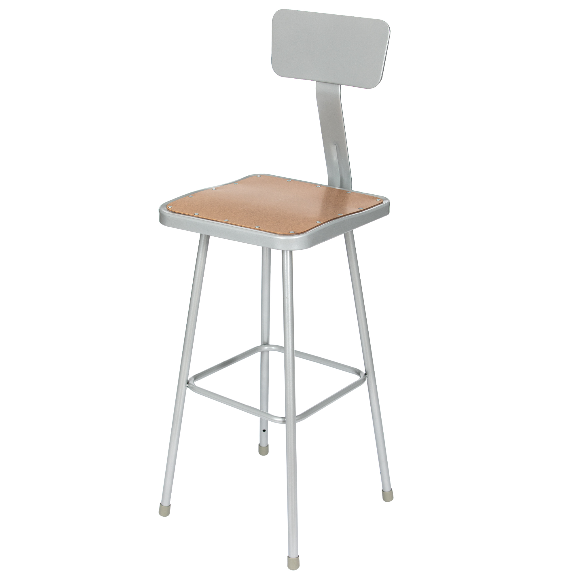 Hampden Furnishings Clint Collection 30" Masonite/Steel Stool with Backrest, Grey, Pack of 2