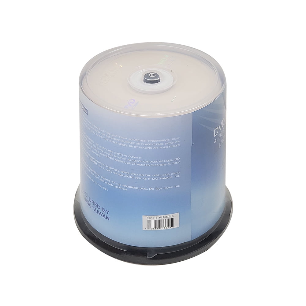 PlexDisc DVD-R 4.7GB 16x Branded Logo Top Recordable Media Disc - 100 Pack Spindle 632-815-BX
