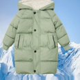 thumbnail image 2 of DJDLJWCJ Girls Parka Jacket Thicken Puffer Winter Warm Hooded Jacket Solid Color Full Zipper Quilted Coat Green Size 3T, 2 of 9