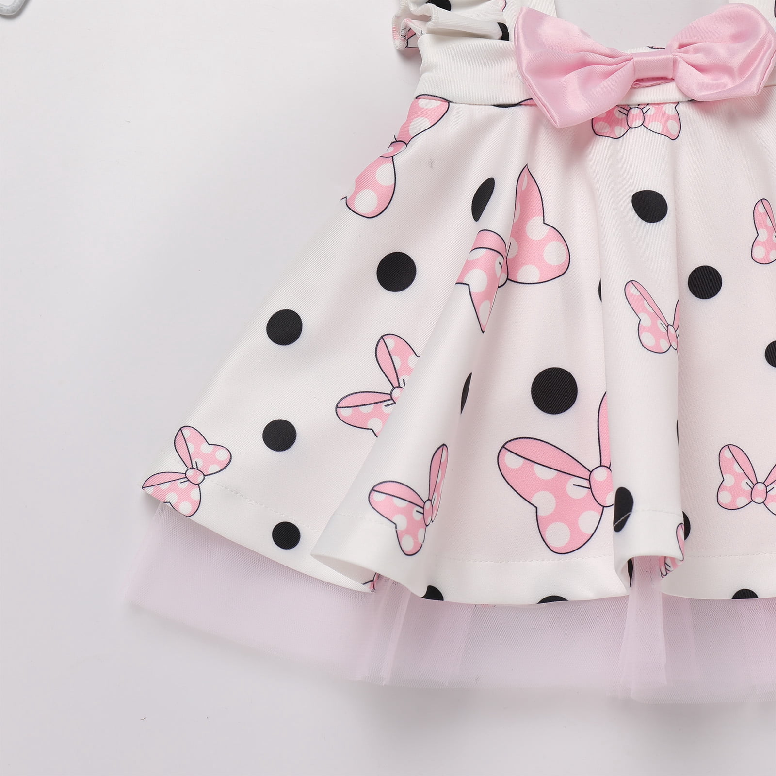 IBTOM CASTLE Toddler Baby Girls Mouse Birthday Outfit Short Sleeve Pullover T-shirt Suspender Skirt with Headband Cake Smash Casual Outfits 6-12 Months Pink