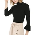 thumbnail image 2 of DARING DIVA Women's Ruffle Sleeves Pullover Knit Turtleneck Sweater XS Black, 2 of 7