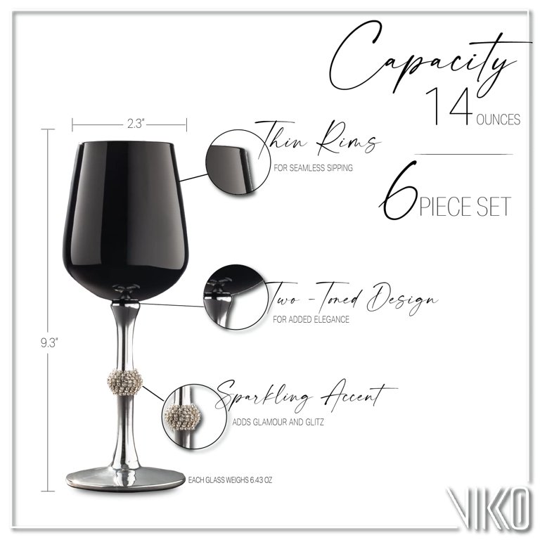 Vikko Dcor Black Wine Glasses: 11 Oz Fancy Wine Glasses With Stem For Red  And White Wine- Thick And Durable Wine Glass- Dishwasher Safe - Great For  Wine Tasting- Set Of 6