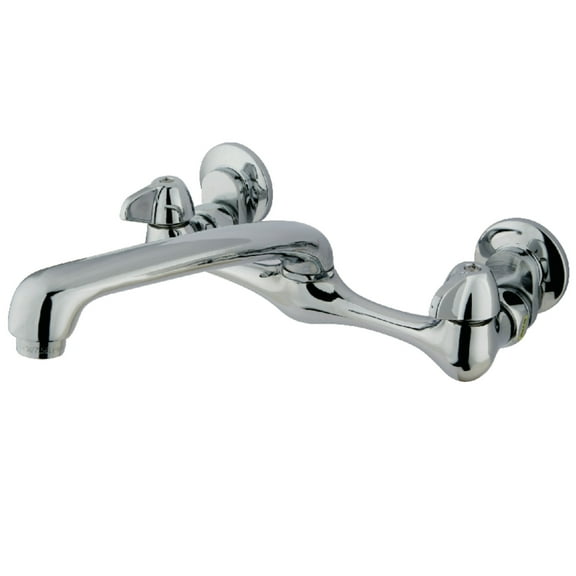 Kingston Brass KF200 Proseal Double-Handle 2-Hole Wall-Mount Bridge Kitchen Faucet in Polished Chrome
