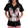thumbnail image 5 of Womens Easter Scrub Tops V-Neck Short Sleeve Stretch Bunny/Egg Printed Nurse Working Uniforms, 5 of 5