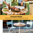 thumbnail image 6 of Elastic Fitted Round Tablecloth, Orange Eucalyptus Leaves Waterproof Stretch Table Cover for 36"-44" Tables, Watercolor Spring Summer Botanical Washable Outdoor Tablecloths for Patio, Picnic, Camping, 6 of 9