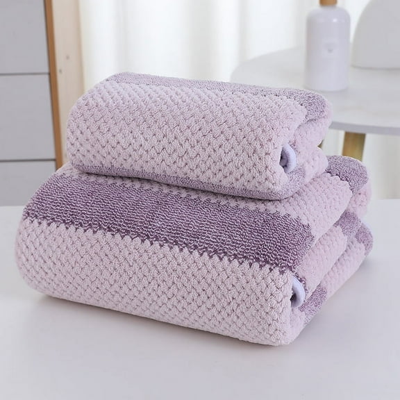 XmhyTop-A Coral Fleece Bath Towel Sets 3-Piece Ultra Soft Plush Absorbent Bathroom Towels for Home,Purple