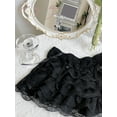 thumbnail image 4 of Musuos Women's Lace Mini Skorts Sweet Elastic Low Waist Layered Ruffle Bow Decor Summer Shorts, 4 of 5
