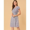 thumbnail image 3 of Vestido A Media Pierna Boho Floral Beige-Morado Talla S, 3 of 6