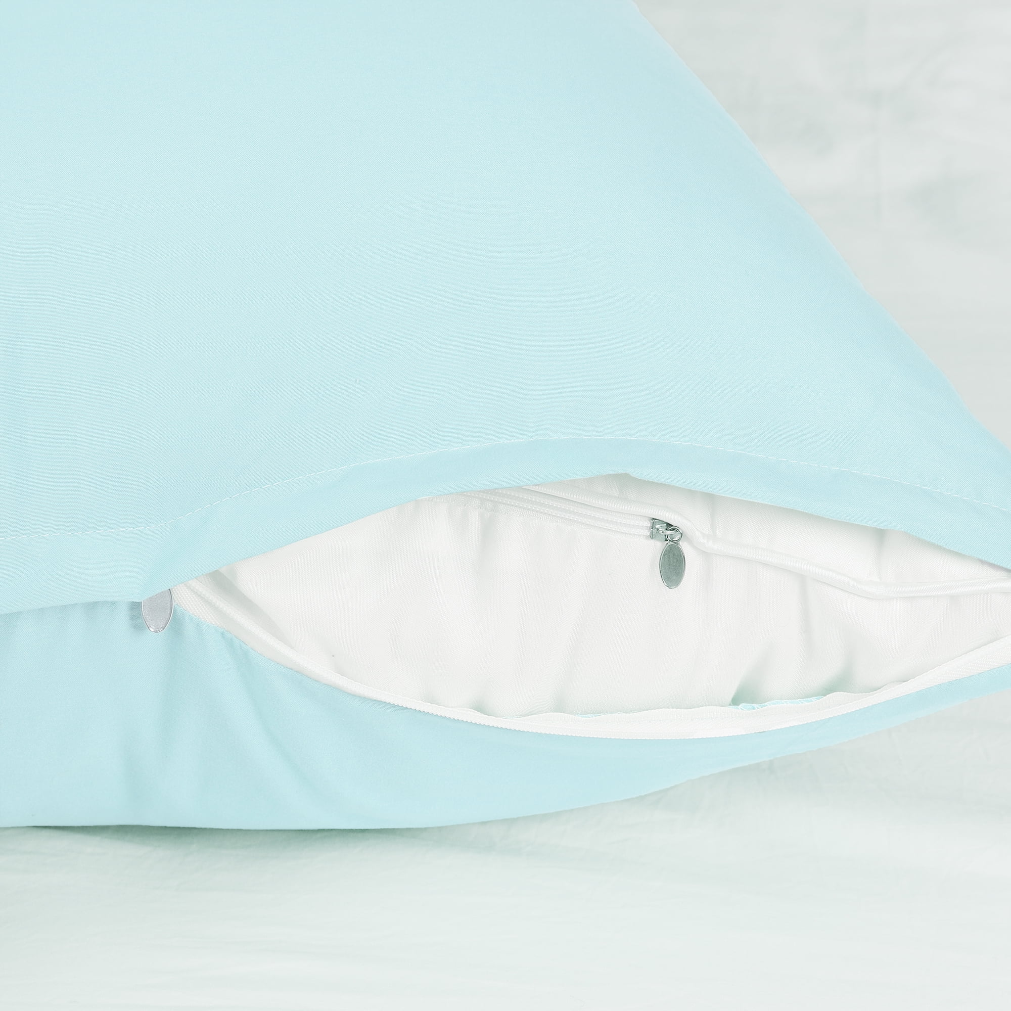 Zippered Body Pillow Cover Soft Microfiber Long Pillowcases Spa Blue
