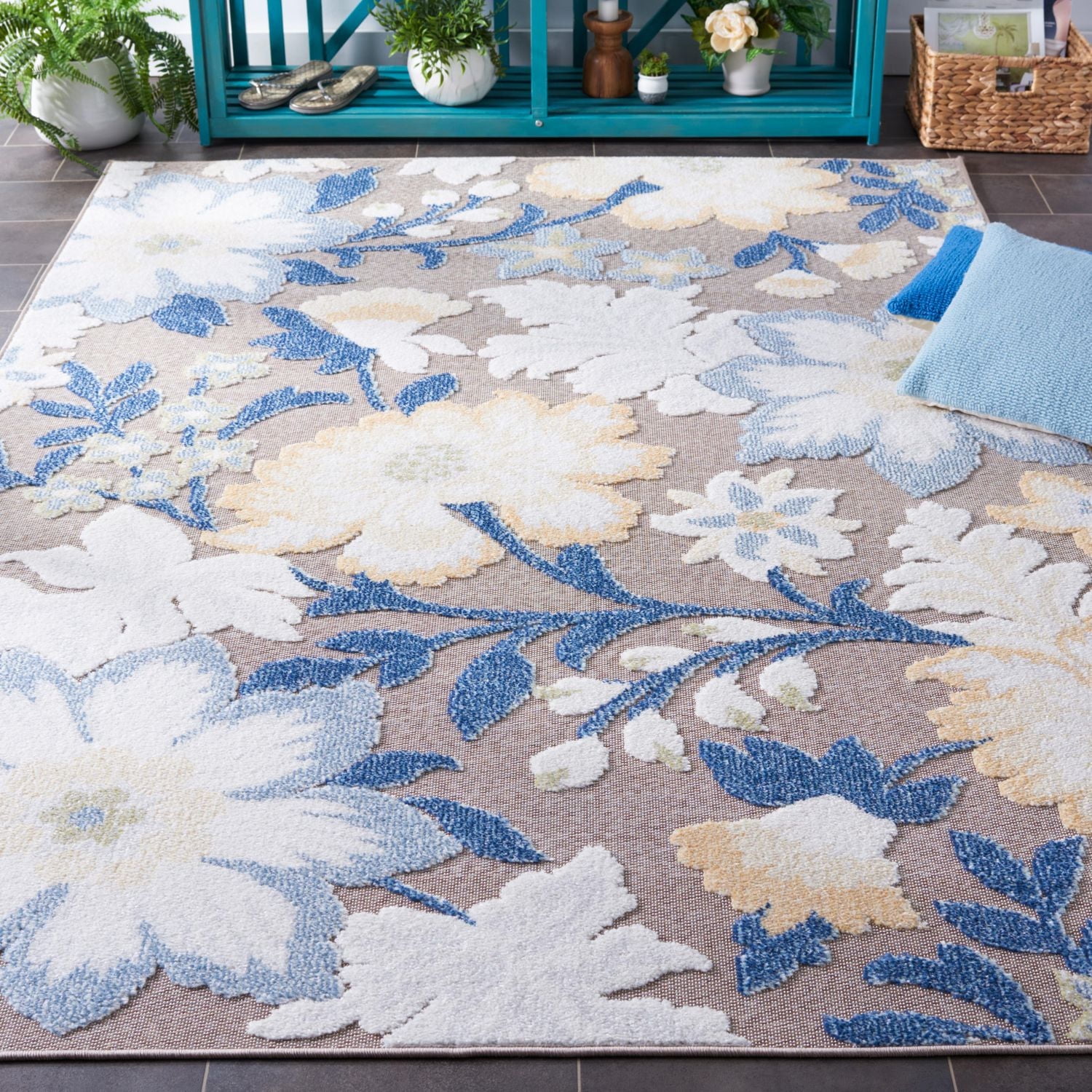 SAFAVIEH Sarasota Averill Tapis Floral Intérieur/Extérieur