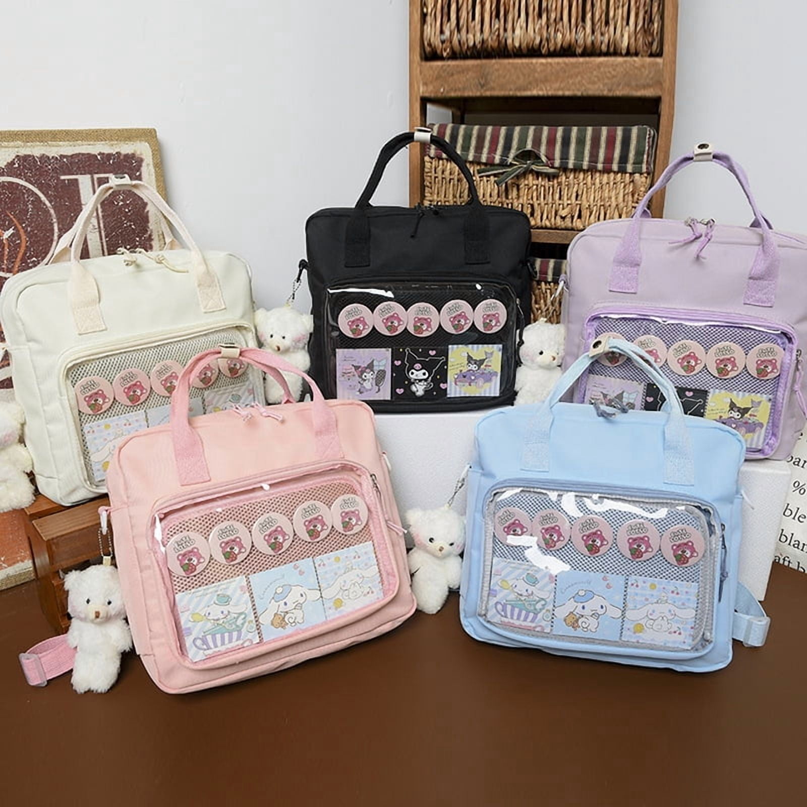 Baguery Kawaii Y2K Ita Backpack - 3-Way Crossbody Messenger Bag, Cute Tote Shoulder Purse for Women