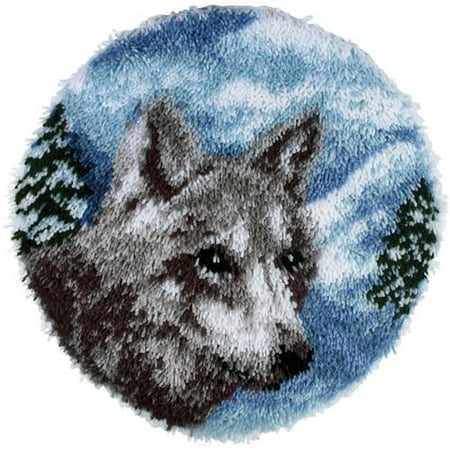 Wonderart Latch Hook Kit 24" Round-Lone Wolf