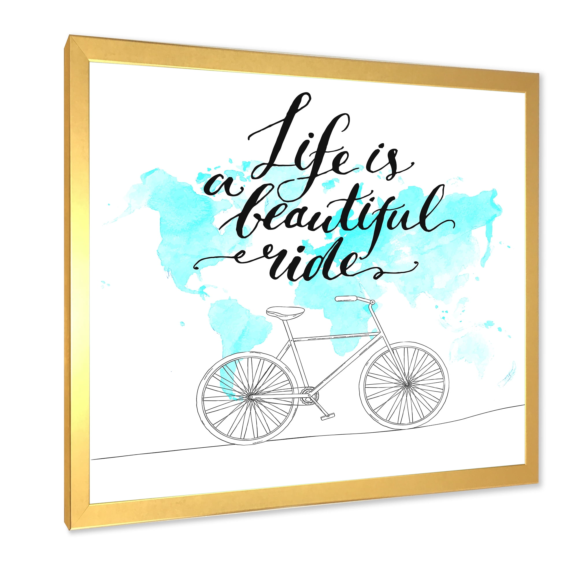 Designart 'Life Is A Beautiful Ride With Bicycle' Traditional Framed Art Print