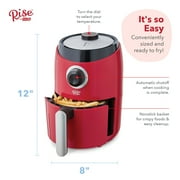 Rise by Dash Compact Air Fryer Oven with Temp Control Non-Stick Basket, Recipes + Auto Shut off, 2 Quart - Red - New - 12 in. tall