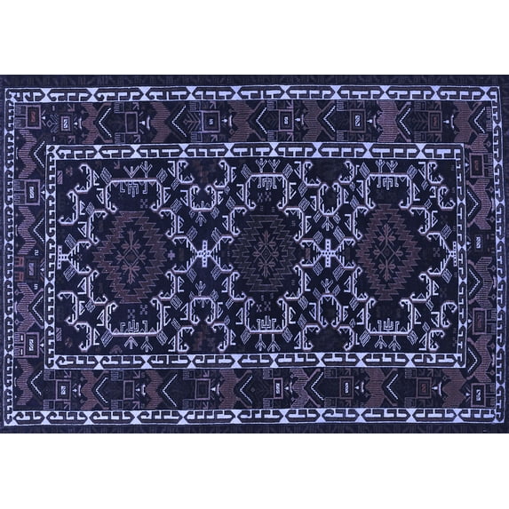 Ahgly Company Machine Washable Indoor Rectangle Persian Blue Traditional Area Rugs, 5' x 7'